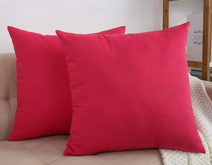 TangDepot Cotton Solid Throw Pillow Covers, 14" x 14" , Watermelon Red, 1 Count (Pack of 1)