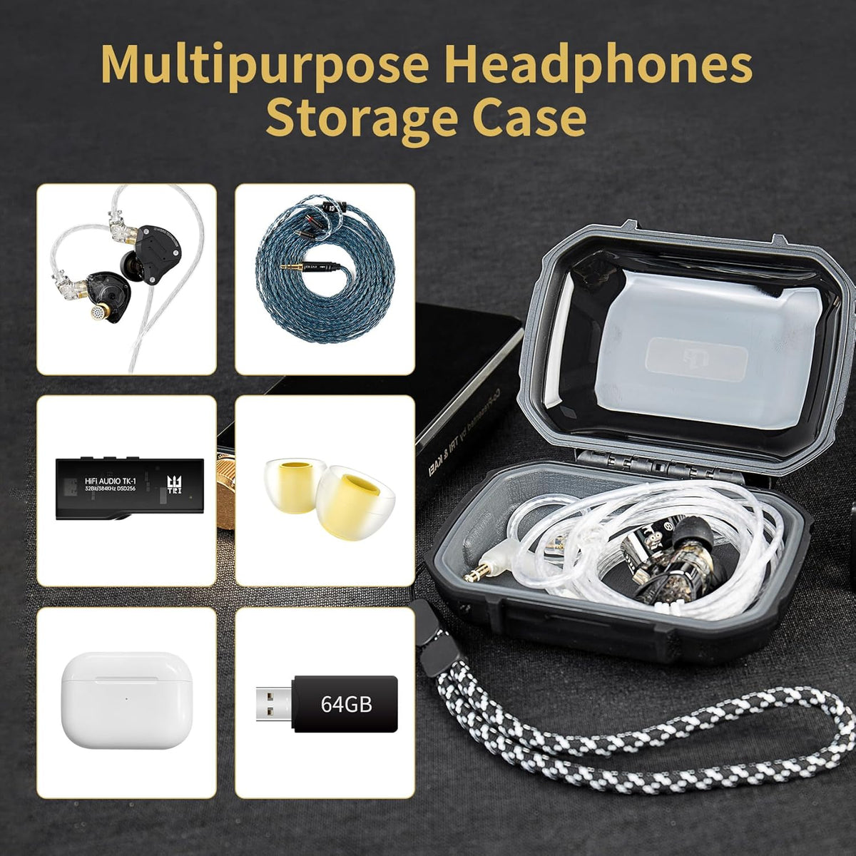YINYOO ZC01 ZS10 SE215, KS1, ZS12 2, AS16 CCZ Hard Shell IEM Case for KZ Pro in Ear Monitor, Travel Portable Earbuds