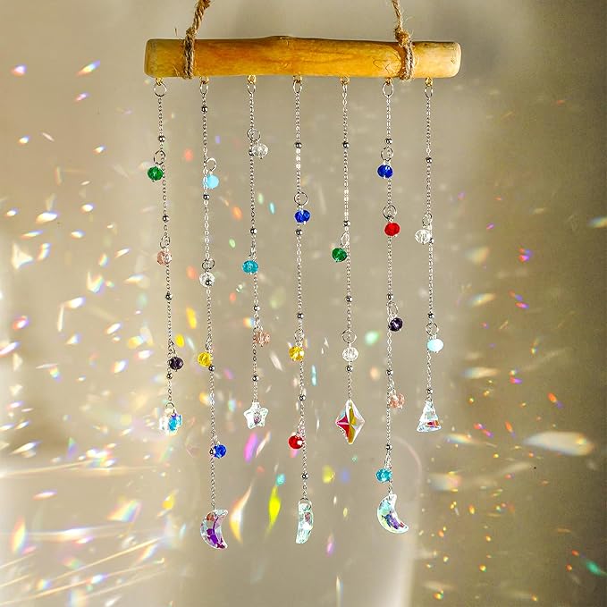 H&D HYALINE & DORA Crystal Sun Catcher Crystal Wind Chimes for Outside Rainbow Maker Suncatchers for Window Hanging Garden Home Decor