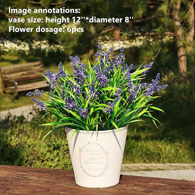 QIANYUN Fake Flowers Lavender Small Wild Flower Daisy 6 Bundles Faux Plastic Purple Flowers for Home Wedding Kitchen Garden Table Centerpieces Indoor Outdoor Decor (Purple Lavender)