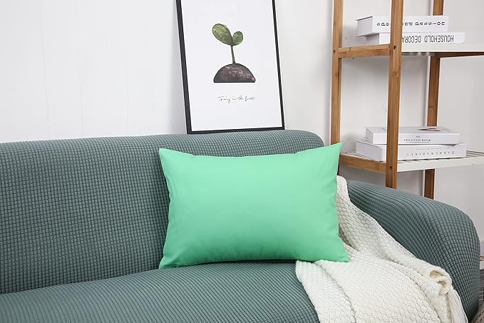 TangDepot Handmade Decorative Solid 100% Cotton Canvas Throw Pillow Covers/Cushion Covers, 45 Colors Available - (12" x 18" , Mint Green, 1 Count (Pack of 1))