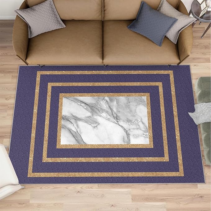 Retro Marble Rug Purple Marble Area Rug Gilded Light Luxury Geometric Carpet Rectangular Striped Geometric Rugs for Bedroom Dining Room 5x8ft