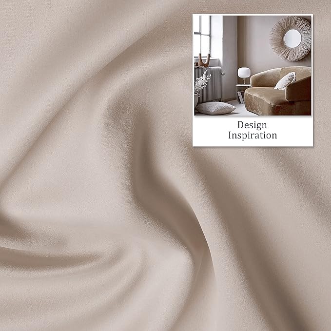 DUALIFE Light Brown Curtains for Bedroom - Warm Taupe Curtains for Kids Room Darkening Thermal Insulated Blackout Curtain Panels Grommet Top 38 x 45 Inch Length