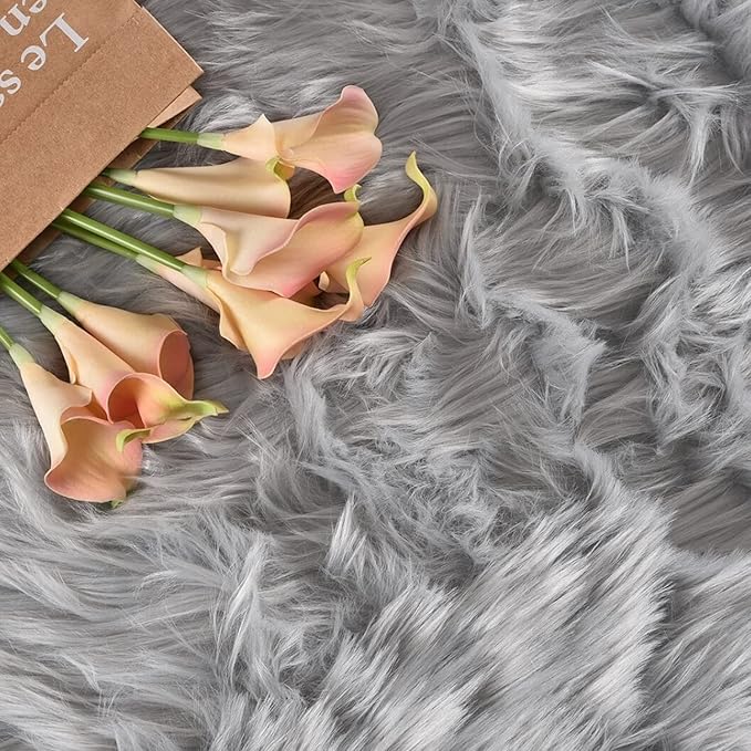 Latepis Grey 6x9 Area Rugs Faux Fur Sheepskin Rug for Living Room Fluffy Washable Rugs for Bedroom Teen Bedroom Decor