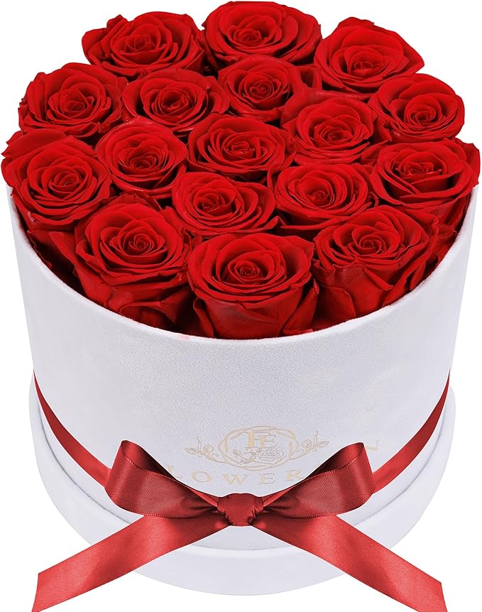 17 Flowers in a Luxury Suede Box, Birthday Gifts for Women, Preserved Flowers, Mothers Day Roses Gift for Mom, Red