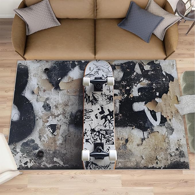 Dragons Rug for Living Room, Fantasy Animals 5x8 Area Rug Magical Creatures Rug for Bedroom Non-Slip Indoor Floor Carpet, Low Pile Resistant Carpet for Dining Room, Office, Home Decor