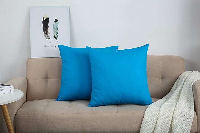 TangDepot Handmade Decorative Solid 100% Cotton Canvas Throw Pillow Covers /Pillow Shams, (16" x16" , Pacific Blue, 1 Count (Pack of 1))