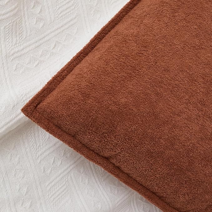Kevin Textile Waterproof Decorative Pillow Covers Rust 16x16 Inch Pack of 2 Soft Boucle Textured Throw Pillowcases Elegant Accent Pillows for Couch Sofa Chair Bed Home Decor Indoor Outdoor