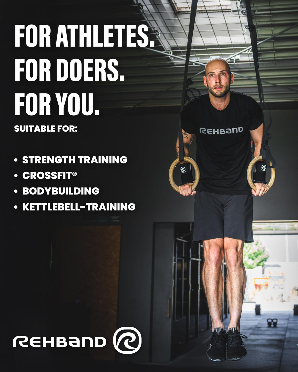 Rehband RX Wrist Support Power Max, 3-in-1 Neoprene Sleeve + Wrap for Strength Training, Protects during Kettlebell Training, stabilizes wrist, forearm protection, Colour:Black, Size:Large