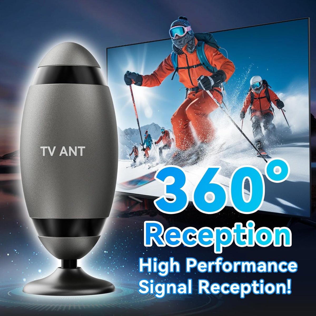 WERCHTAY 4K 1080p 16ft Channels(Style4-Rocket) TV Antenna Indoor, Antenna for Smart TV with Adhesive Base,Football