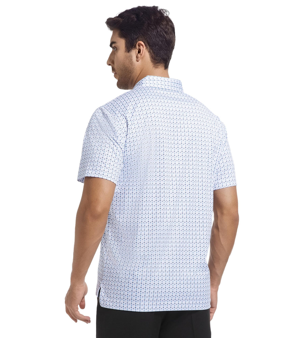 SAMERM Mens Golf Shirts Short Sleeve Dry Fit Performance Moisture Wicking Print Sport Polo Shirts for Men Casual，White U，XL