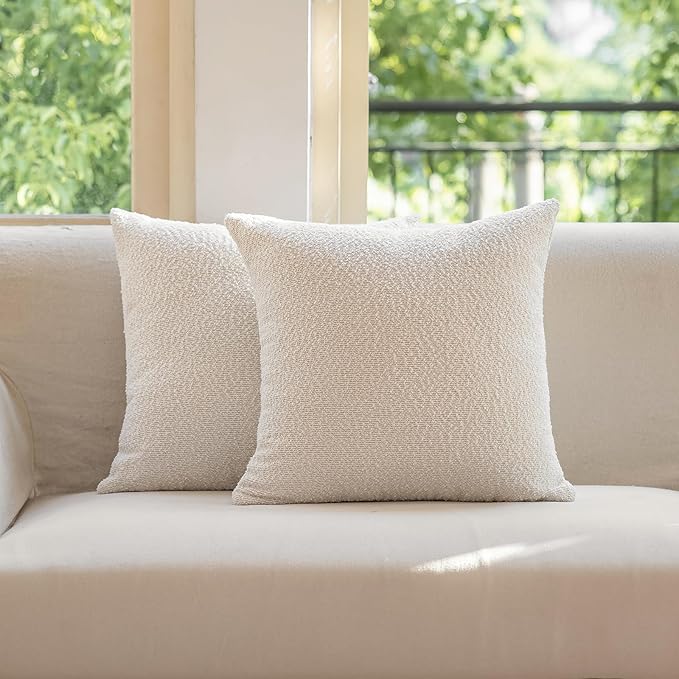 GEEORY Decorative Throw Pillow Covers 20x20 Inch Pack of 2,Textured Cushion Cases for Bed Couch Sofa, Accent Accent Mordern Farmhouse & Minimalist Home Decor (White) GE01-20