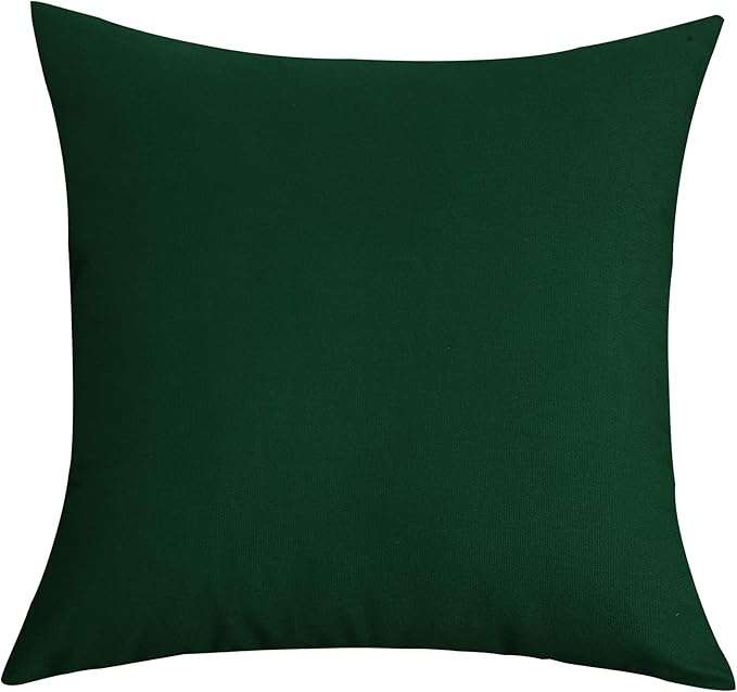 TangDepot Set of 2 Handmade Decorative Solid 100% Cotton Canvas Throw Pillow Covers/Cushion Covers, 45 Colors Available - (16"x16" 2 Pieces, Deep Green)