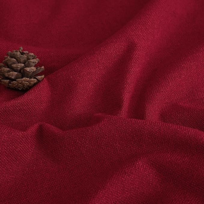 Lajode Linen Blackout Christmas Curtains - Red Thermal Insulated Curtains 90 Inch Long for Bedroom Living Room, Thick Heavy Light Blocking Energy Saving Soundproof Drapes Each 52x90 Inch 2 Panels