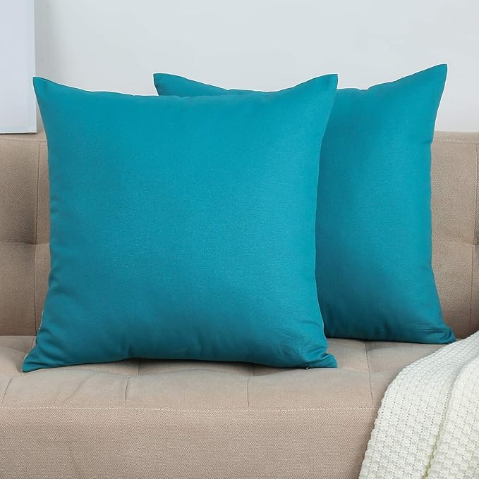 TangDepot Handmade Decorative Solid 100% Cotton Canvas Throw Pillow Covers/Pillow Shams, (28"x28", Blue Ashes), 1 Count (Pack of 1)