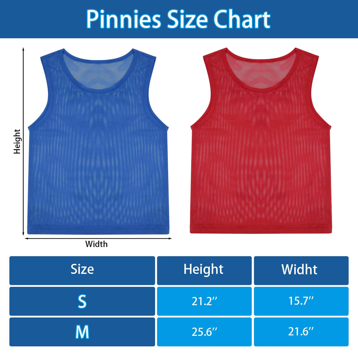 PEASUG Pinnies, 24 Pcs Soccer Pinnies, Mesh Practice Jersey Scrimmage Vest Team Soccer Pennies for Sports Adult/Youth Lightweight