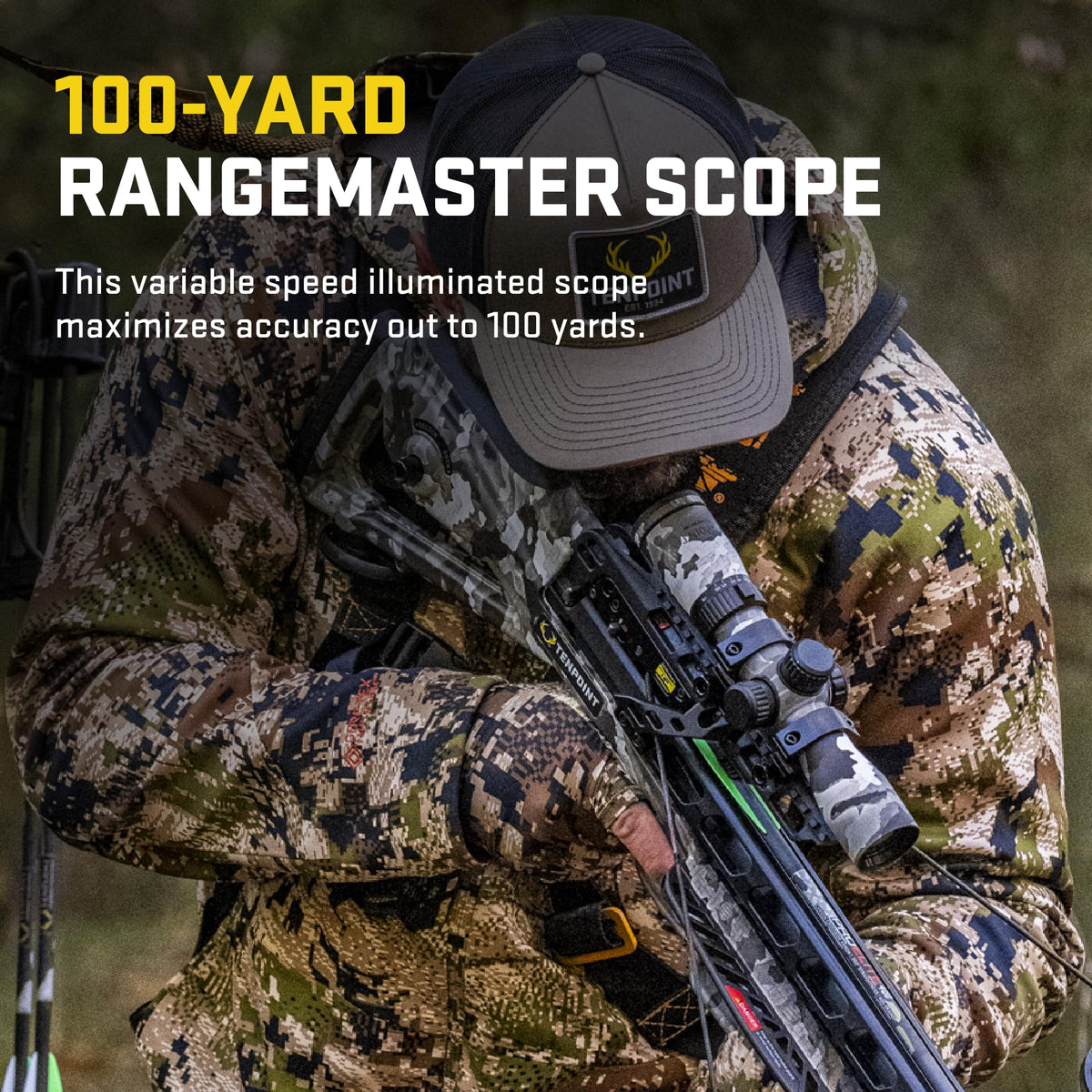 TenPoint Turbo X Crossbow Bundle, Vektra - 415 FPS - Includes 100-Yard RangeMaster 100 Scope, ACUslide Crank Cocking & Safe De-Cocking System, Accessory Kit & Narrow Soft Case