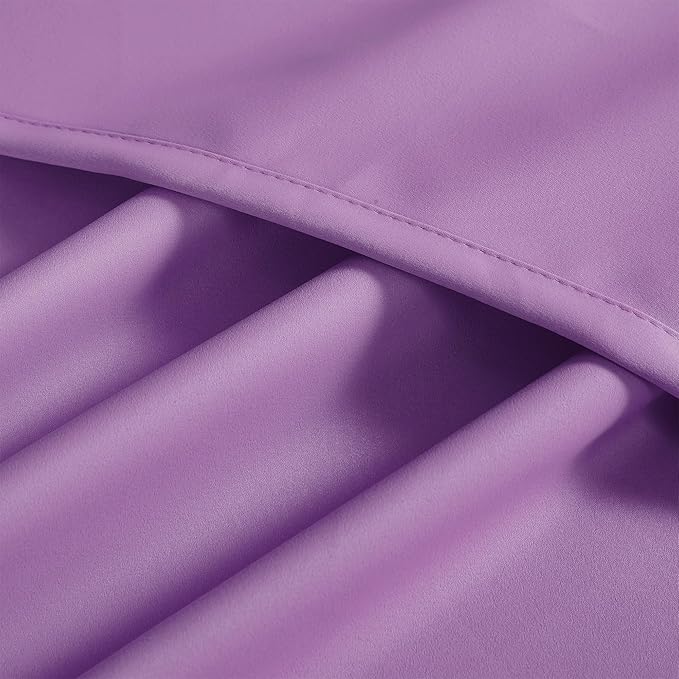 DUALIFE Solid Thermal Insulated Blackout Curtains Purple for Girls Bedroom Window Treatment Ring/Grommet Top Drapes Triple Weave Home Decoration (52 x 54 Inch, 2 Panels, Amethyst Orchid)