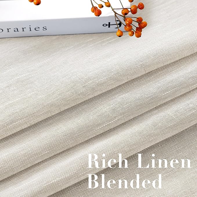 H.VERSAILTEX Linen Curtains Nickel Grommet Natural Linen Semi-Sheer Curtains 2 Panels Privacy Added Premium Soft Rich Material Drapes for Bedroom/Living Room - 52x54 - Inch - Natural