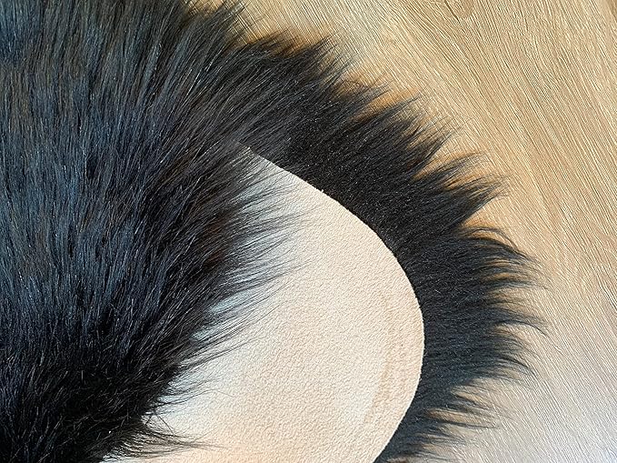 LAMBZY Faux Sheepskin Super Soft Hypoallergenic Silky Shag Rug for Living Room, Kids Room, Sofa (Duo Decto 12 Pelts 6'x12', Black)