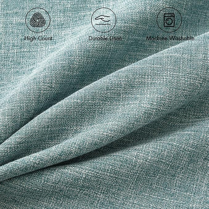 MIULEE Pack of 2 Decorative Linen Burlap Coastal Pillow Covers Farmhouse Boho Accent Pillowcases for Sofa Car Couch Bedroom Living Room Decor 16x16 Inch Teal
