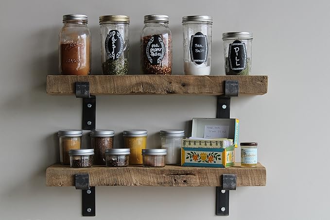 Urban Legacy Accent Shelves | Reclaimed Barn Plank | Set of 2 with Full Brackets (Natural 18"x 7"x 2")