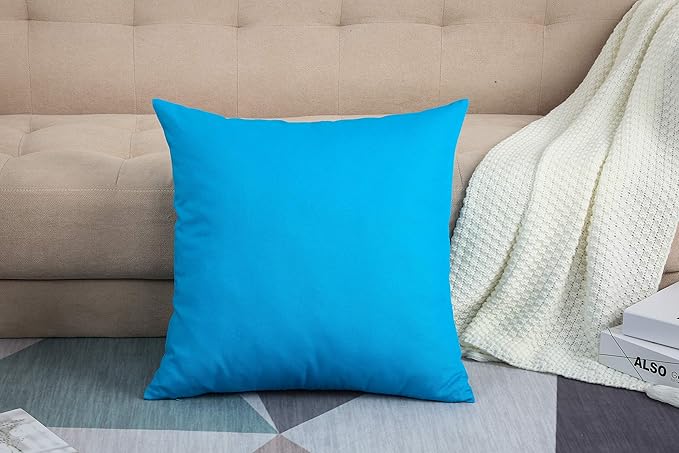 TangDepot Handmade Decorative Solid 100% Cotton Canvas Throw Pillow Covers /Pillow Shams, (16" x16" , Pacific Blue, 1 Count (Pack of 1))