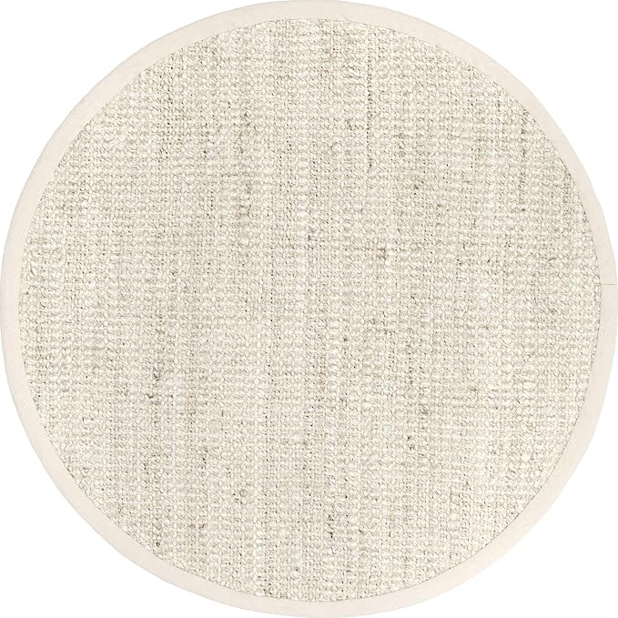 Nuloom Daniela Off-White, 4' Round, Handmade, Jute, Soft and Textured, High Traffic, Stain Resistant, Easy Clean, Durable Area Rug for Bedroom, Living Room, Dining Space, Foyer, Entryway