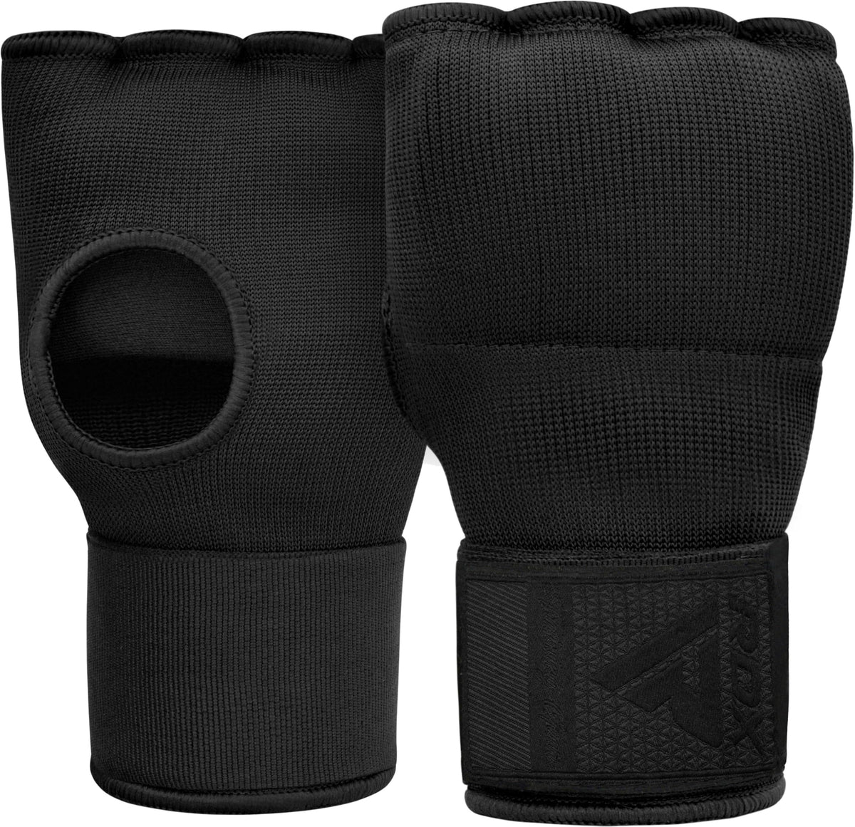 RDX Gel Boxing Hand Wraps Inner Gloves Men Women, Quick 100cm Long Wrist Straps, Elasticated Padded Fist Under Mitts Protection, Muay Thai MMA Kickboxing Martial Arts (Full Black, S)
