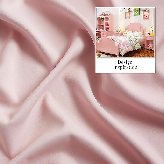 DUALIFE 80 Inch Privacy Curtains 2 Panels - Room Darkening Drapes for Girls Bedroom Thermal Insulated Grommet Curtain Panel Pair 34 x 80 Inches Long Baby Pink