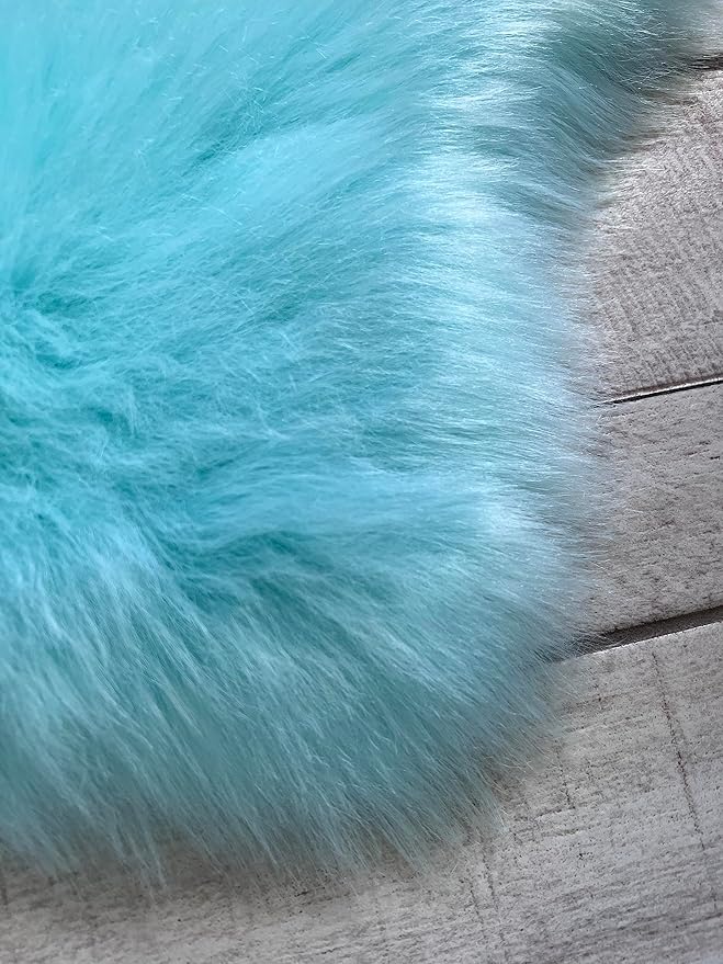 Free Shape Luxury Soft Fluffy Shag Area Rug Decto 10 Pelts 6'x10', 180x300cm - Vegan Fur Ultra Soft Indoor Carpet Nursery Rugs for Bedroom Home Decor, Blue
