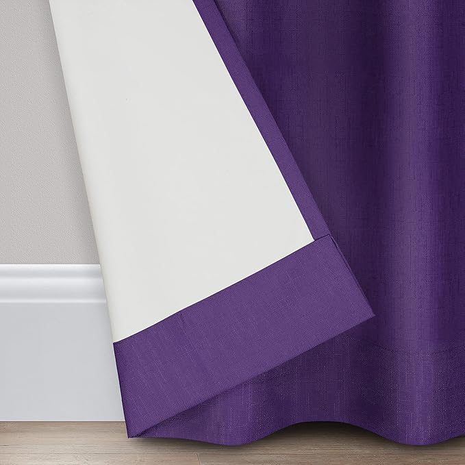 Eclipse Kendall Solid Blackout Window Curtains for Bedroom, 42" x 84", Purple, 1 Panel