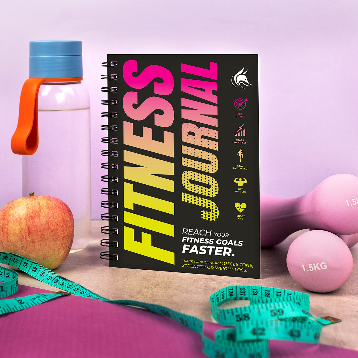 Clever Fox Fitness Journal Workout Log Book - Daily Fitness Planner Workout Journal for Women and Men. Spiral-Bound, Laminated Cover, Thick Pages, A5 (Yellow & Pink)