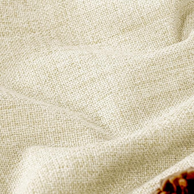 Lajode 40 Inch Length Linen Blackout Curtains for Short Cafe Window, Thermal Insulated Light Blocking Soundproof Privacy Burlap Curtains 2 Panels, Each 38 Inch Wide Cream