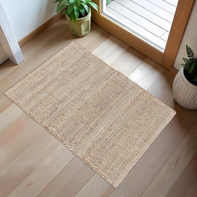 REDEARTH · Jute Cotton Area Rug - 2'x3' Rectangular Rug, Sustainable Handwoven, Non-Shedding, Soft & Durable – Reversible, Neutral Tones for Home Décor in Living Room, Dining Room, Bedroom, Set of 2
