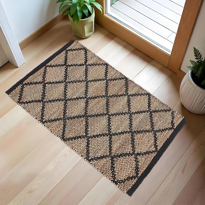 REDEARTH · Jute Cotton Area Rug - 2'x3' Rectangular Rug, Sustainable Handwoven, Non-Shedding, Soft & Durable – Reversible, Neutral Tones for Home Décor in Living Room, Dining Room, Bedroom