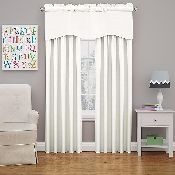 ECLIPSE Kendall Modern Blackout Thermal Rod Pocket Window Curtain for Bedroom or Living Room (1 Panel), 42 X 84, White