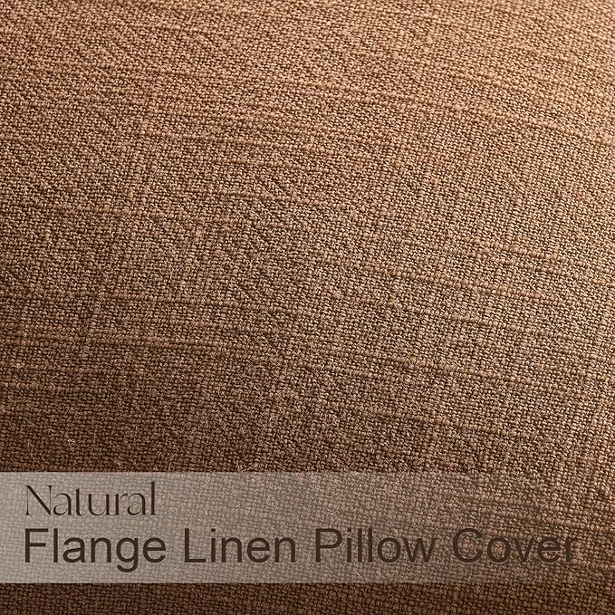 Pack of 4 Linen Lumbar Pillow Covers Neutral Farmhouse Couch Throw Pillows for Bed Accent Modern with Flange Design Pillowcase Sofa Livingroom Home Decor 12x20 Inch