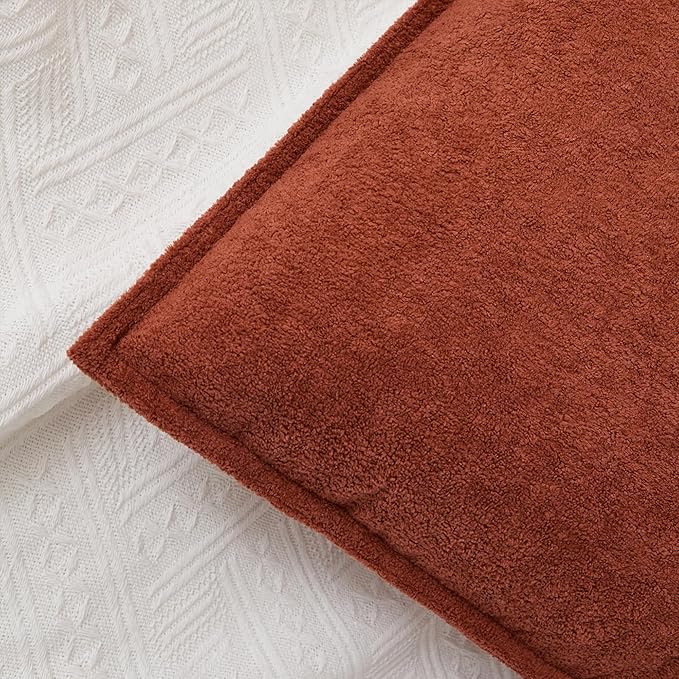 Kevin Textile Fall Waterproof Decorative Pillow Covers Burnt Brick 26x26 Inch Pack of 2 Soft Boucle Textured Euro Pillowcases Elegant Accent Pillows for Couch Sofa Chair Bed Home Decor Indoor Outdoor