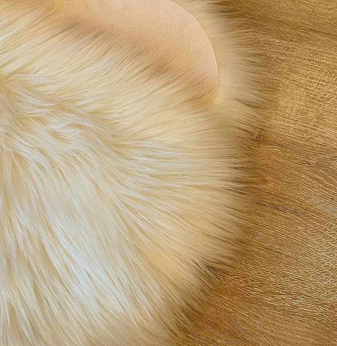 LAMBZY Faux Sheepskin Super Soft Hypoallergenic Silky Shag Rug for Living Room, Kids Room, Sofa (Single 2'x3', Cream)