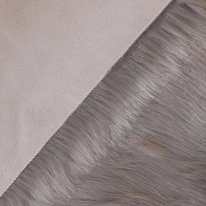 Faux Fur Rug Sheepskin Shag Fluffy Fuzzy Grey 2x6 ft Runner Rugs for Bedroom Bedside Bed Floor Living Room Plush High-Density Cushion Carpet Super Sofa Cover