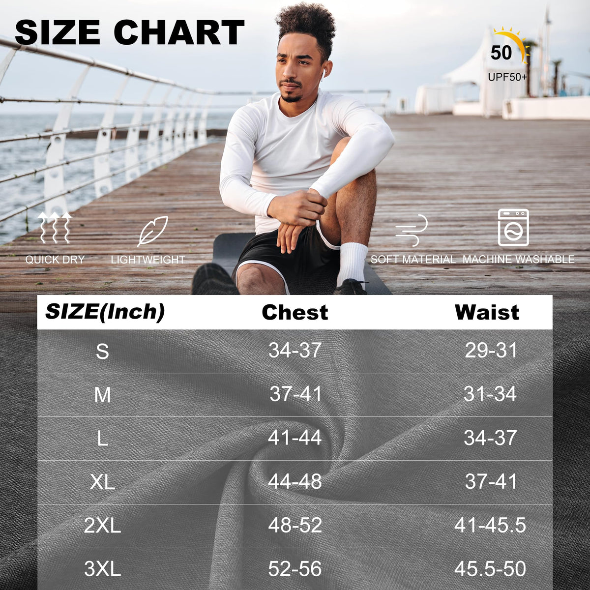 MLYENX 5 Pack Long Sleeve Shirts for Men UPF 50+ UV Sun Protection Quick Dry Moisture Wicking Workout Tee Shirts 2XL