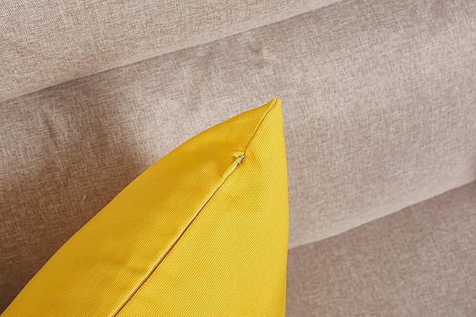TangDepot Handmade Decorative Solid 100% Cotton Canvas Throw Pillow Covers/Pillow Shams, (22"x22", Yellow)