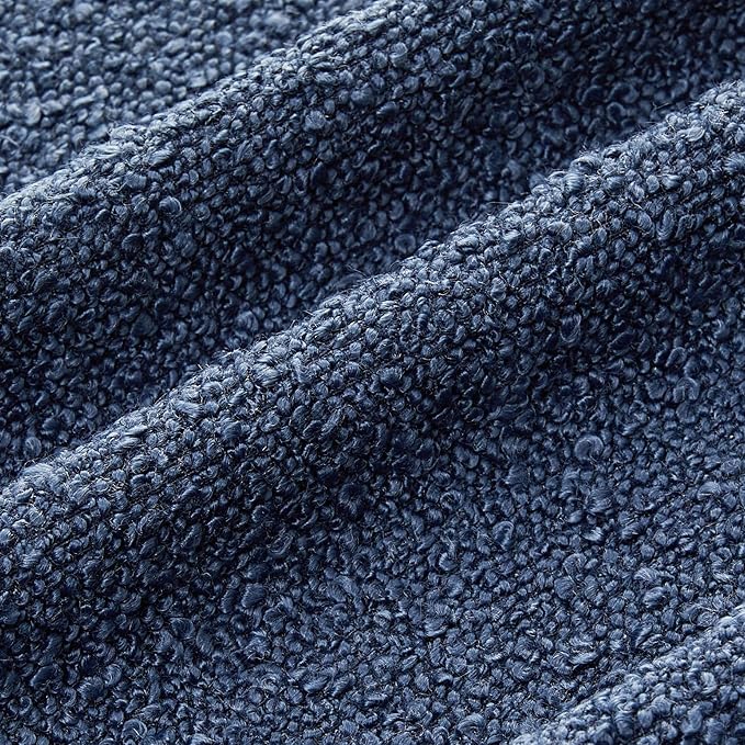 Mixhug Decorative Boucle Throw Pillow Covers, Midnight Blue, 12 x 20 Inches, Pack of 2 - Textured Boho Pillow Covers for Couch and Bed