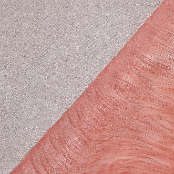 Faux Fur Rug Sheepskin Shag Fluffy Fuzzy 5x7 ft Pink Rugs for Bedroom Bedside Bed Floor Living Room Plush Rectangle High-Density Cushion Carpet Super Sofa Cover