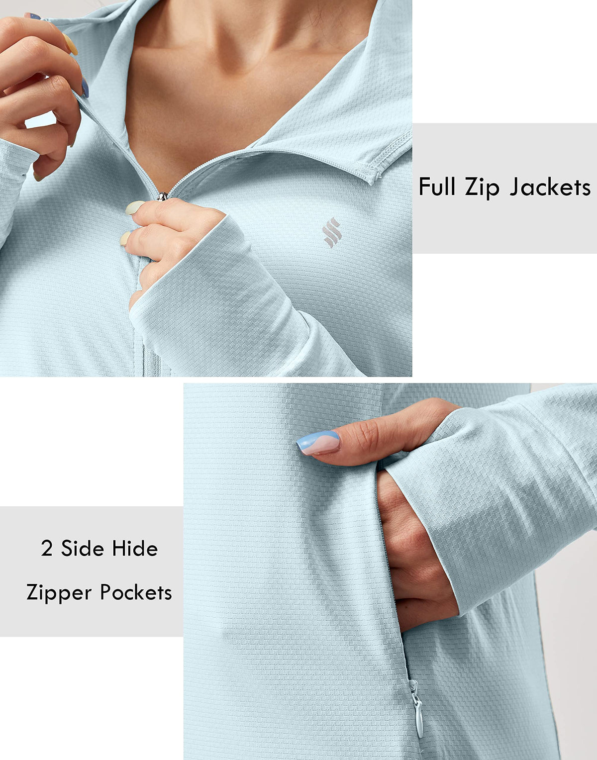 Soothfeel Women's UPF 50+ Sun Protection Hoodie Jacket Lightweight Long Sleeve Sun Shirt for Women with Pocket Hiking Outdoor