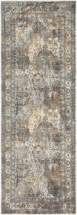 Keen Home Design 2x7 Rug - Machine Washable Runner Rug with Non-Slip Backing, Ideal for Hallway, Entryway, Kitchen, Laundry Room - Vintage, Easy Clean, Durable, Low Pile Rug - (2'6" x 7')