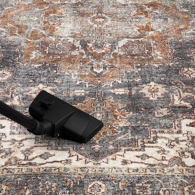 Keen Home Design 8x10 Rug - Machine Washable Area Rug with Non-Slip Backing, Ideal for Living Room, Dining Room, Bedroom - Vintage, Easy Clean, Durable, Low Pile Rug - (8' x 10')