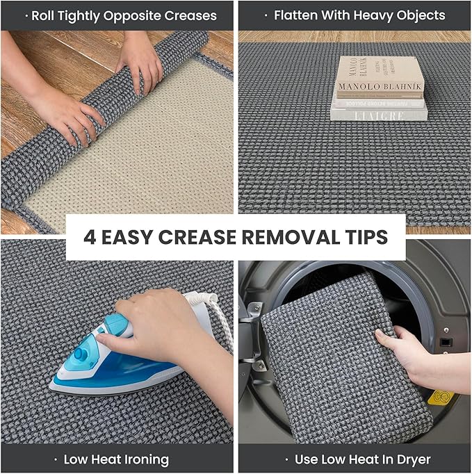 IOHOUZE Washable Runner Rug 2x7 Non Slip Runners for Hallways Entryway Runner Indoor, Kitchen Rugs Woven Cotton Floor Carpet for Kitchen Hall Entrance Bedroom, Dark Grey
