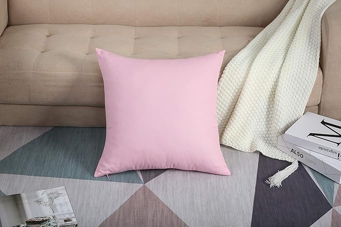 TangDepot Handmade Decorative Solid 100% Cotton Canvas Throw Pillow Covers/Pillow Shams, (22"x22", Salmon Pink)